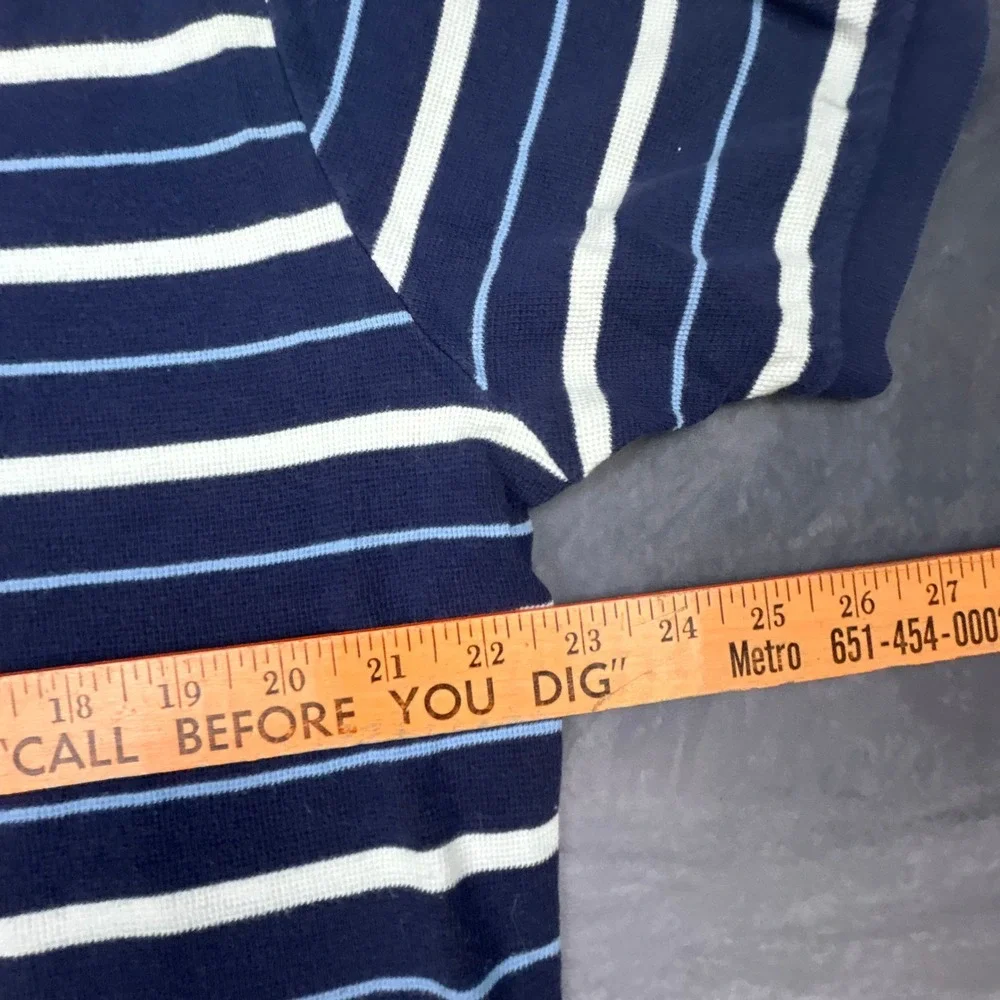 Polo Ralph‎ Lauren Striped Polo Shirt Mens Large Navy Blue White Y2K 90s Relaxed